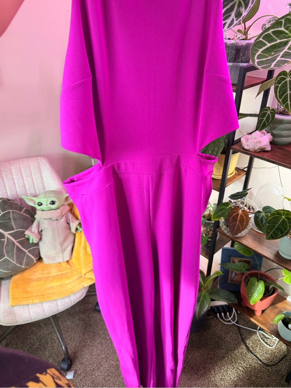 Vintage Bright Fuchsia Jumpsuit with Pockets